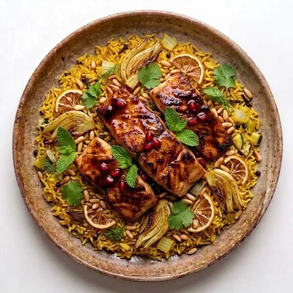 Fish & Fennel Machboos over Traditional Spiced Rice